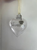 Personalised Feather Filled Heart Bauble with Charm