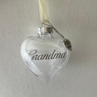 Personalised Feather Filled Heart Bauble with Charm