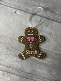 Personalised Sparkle Hanging Gingerbread People