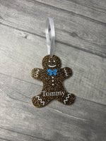 Personalised Sparkle Hanging Gingerbread People