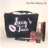 Black Zip Up Personalised Make Up / Wash Bag