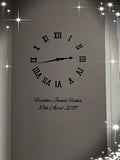 Vinyl Wall Art Birth Clock, Name & Date