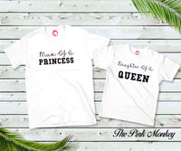 Mum & Daughter Matching T-Shirts Queen/Princess