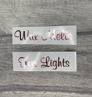 Wax Melts & Tea Lights Personalised Vinyl Sticker For Storage Boxes