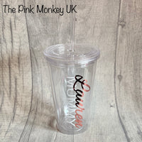 Personalised Plastic Tumbler Cup With Straw