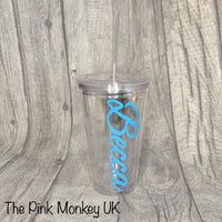 Personalised Plastic Tumbler Cup With Straw