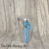 Personalised Plastic Tumbler Cup With Straw