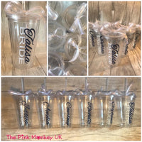 Personalised Plastic Tumbler Cup With Straw