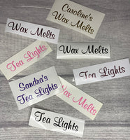 Wax Melts & Tea Lights Personalised Vinyl Sticker For Storage Boxes